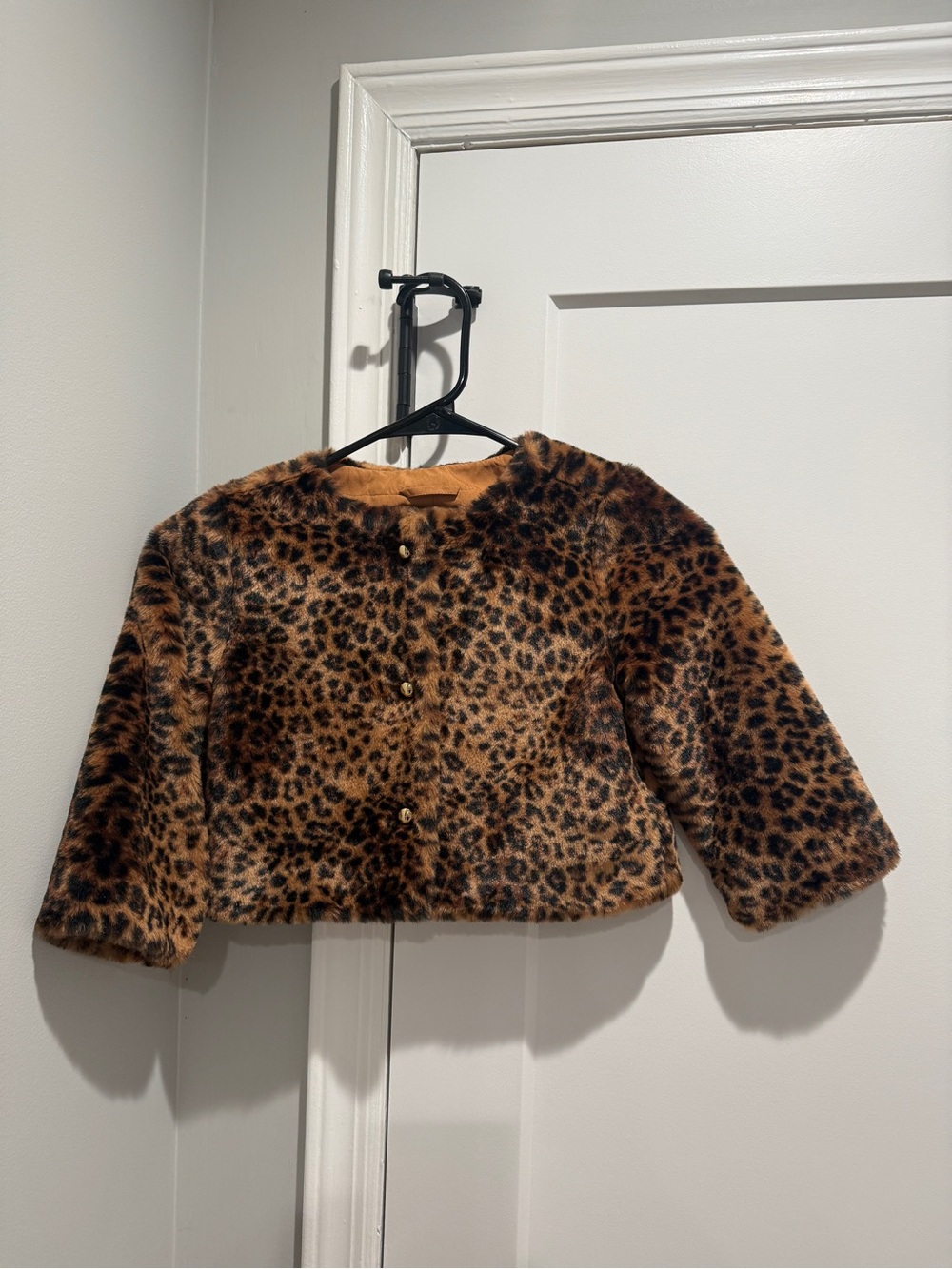 Janie and Jack Leopard Print Faux Fur Jacket - Brown & Black